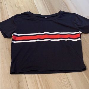 a red, white, and blue crop top